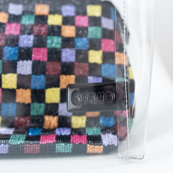 Staud Shirley Transparent Vinyl Tote Bag with Multi Colored Beaded Pouch - Picture 6 of 15